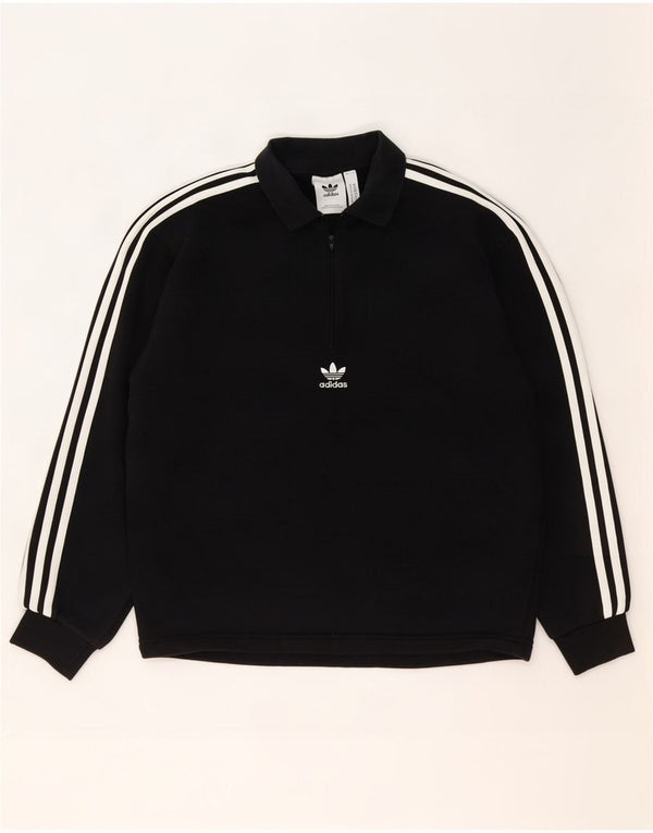 Adidas Mens Polo Neck Sweatshirt Jumper Medium Black Cotton