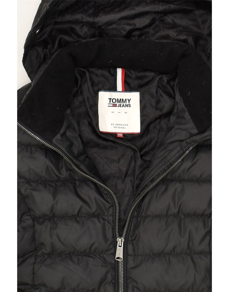 TOMMY HILFIGER Womens Hooded Padded Coat UK 6 XS Black Polyester | Vintage Tommy Hilfiger | Thrift | Second-Hand Tommy Hilfiger | Used Clothing | Messina Hembry 