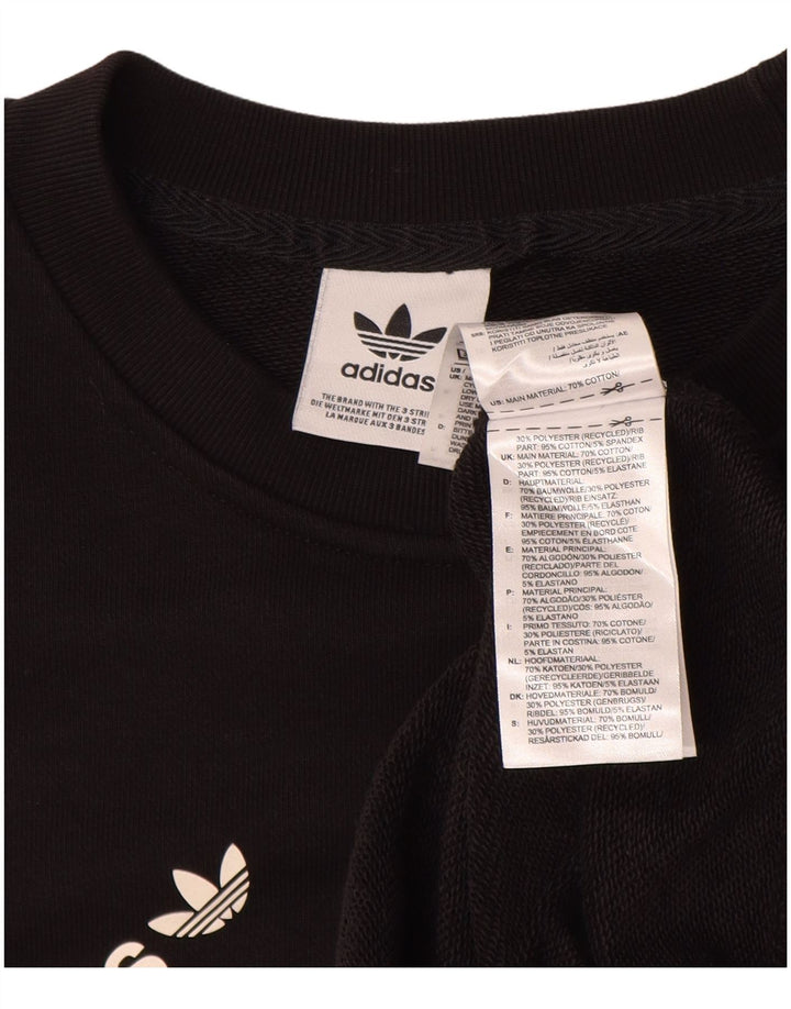 ADIDAS Womens Graphic Sweatshirt Jumper UK 14 Large Black Cotton
