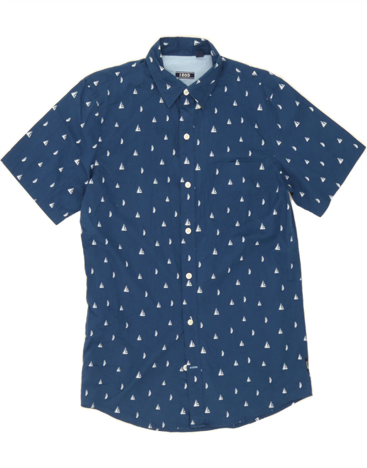 IZOD Mens Short Sleeve Shirt Small Navy Blue Spotted Cotton Vintage Izod and Second-Hand Izod from Messina Hembry 