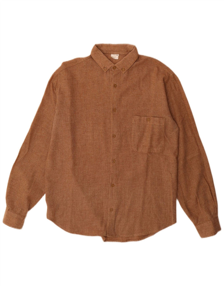 Vintage Mens Shirt Size 39 Medium Brown Polyester