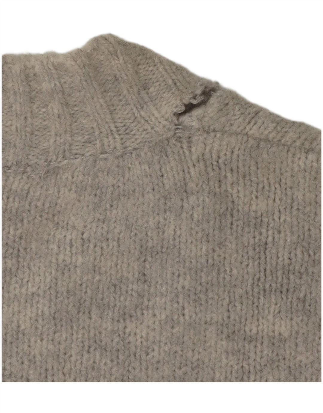 Zara Womens Oversized V-Neck Jumper Sweater UK 10 Small Grey Acrylic