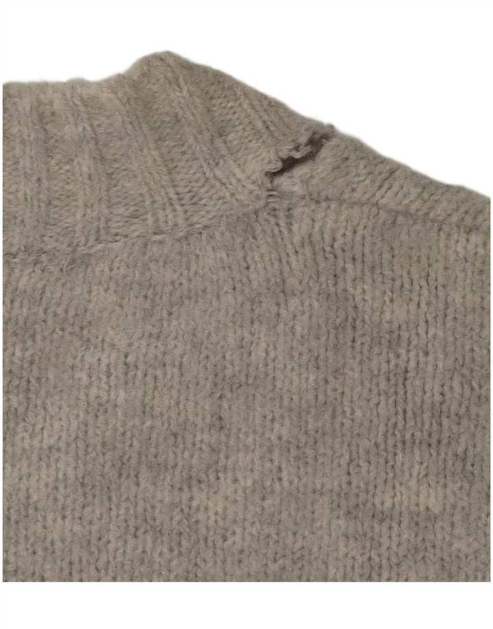 Zara Womens Oversized V-Neck Jumper Sweater UK 10 Small Grey Acrylic