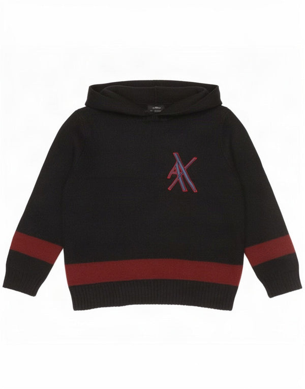 Armani Exchange Mens Hooded Jumper Sweater Large Black Colourblock