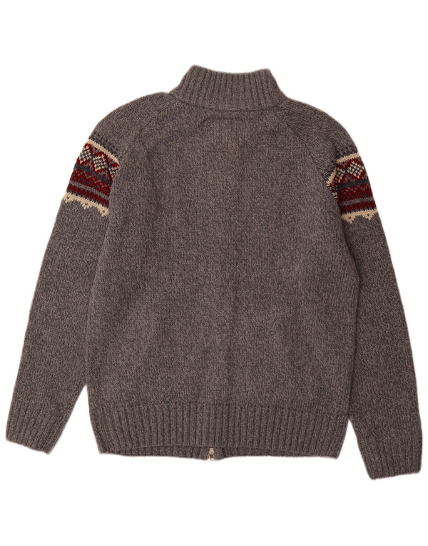 Herod Sport Mens Cardigan Sweater XL Grey Fair Isle Acrylic