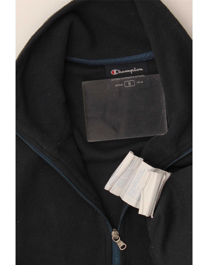 Champion Mens Zip Neck Fleece Jumper Small Navy Blue Polyester