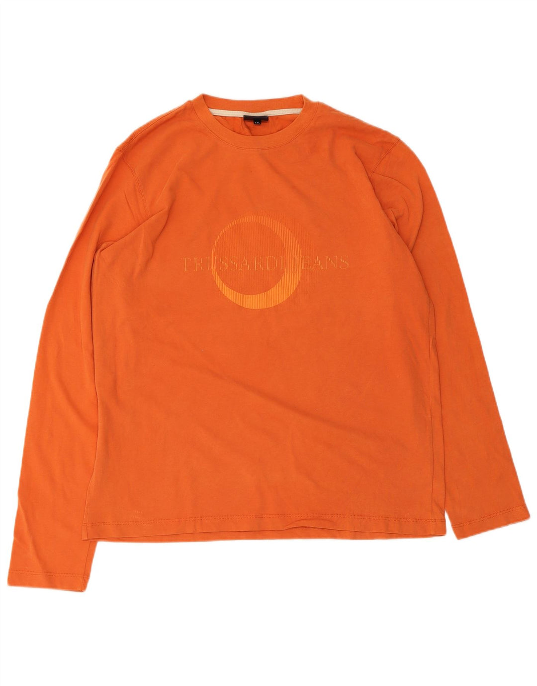 TRUSSARDI JEANS Mens Graphic Top Long Sleeve 2XL Orange Cotton