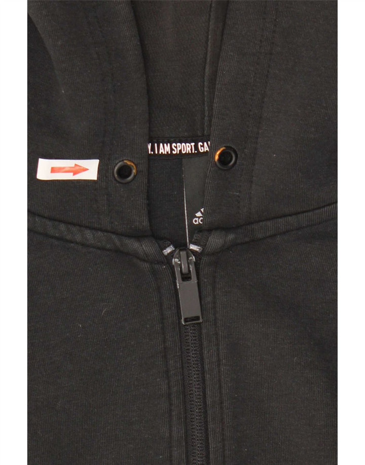 Adidas Mens Zip Hoodie Sweater Medium Black Cotton