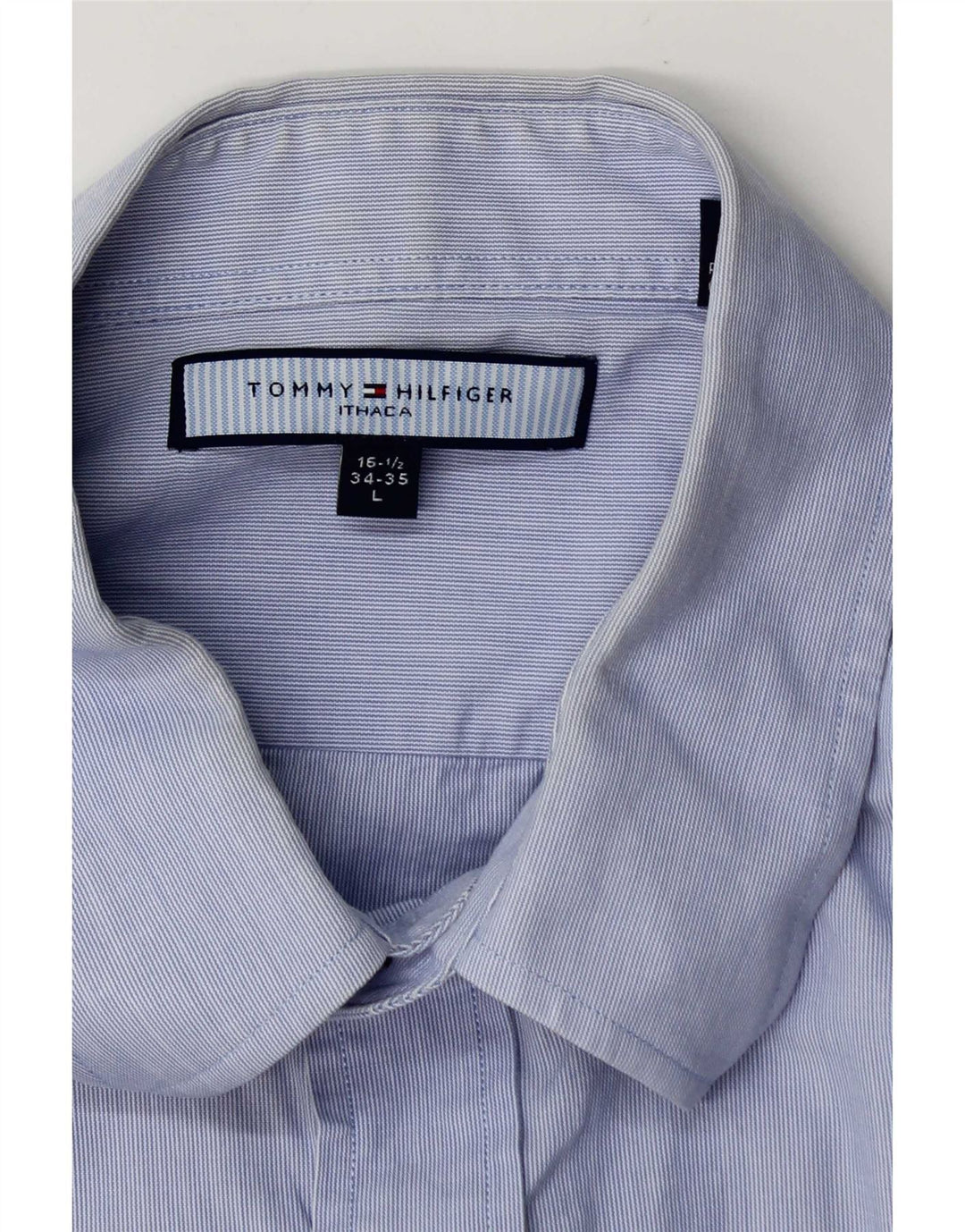 Tommy Hilfiger Mens Shirt Size 16 1/2 Large Blue Pinstripe