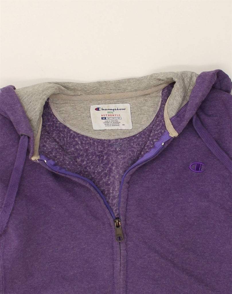 CHAMPION Womens Zip Hoodie Sweater UK 14 Medium Purple Cotton | Vintage Champion | Thrift | Second-Hand Champion | Used Clothing | Messina Hembry 