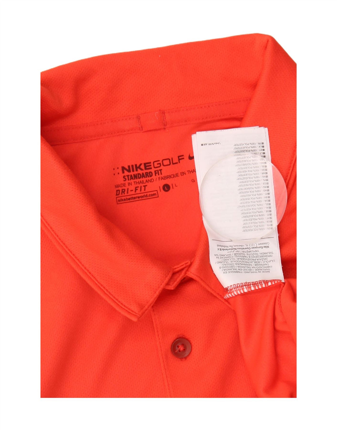 Nike Mens Dri Fit Polo Shirt Large Orange Colourblock Polyester