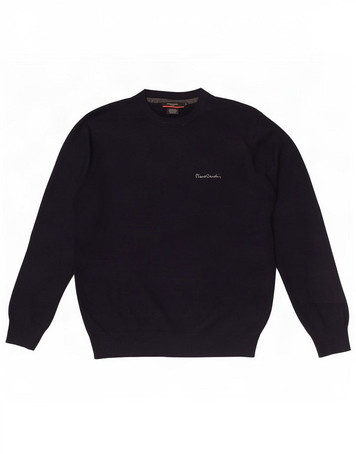 Pierre Cardin Mens Crew Neck Jumper Sweater Small Navy Blue Acrylic