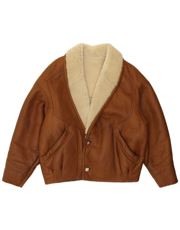 Vintage Mens Shearling Jacket UK 38 Medium Brown Shearling