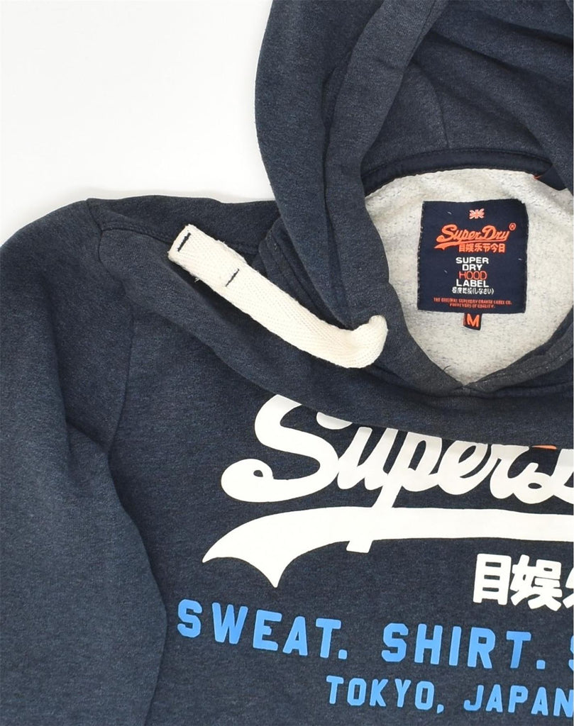 SUPERDRY Womens Graphic Hoodie Jumper UK 14 Medium Blue Cotton | Vintage Superdry | Thrift | Second-Hand Superdry | Used Clothing | Messina Hembry 