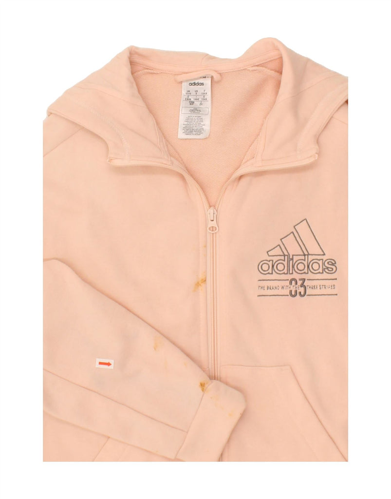 ADIDAS Womens Oversized Graphic Zip Hoodie Sweater UK 8/10 Small Pink Vintage Adidas and Second-Hand Adidas from Messina Hembry 