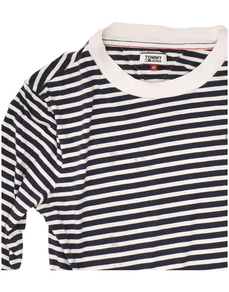 TOMMY HILFIGER Womens Top 3/4 Sleeve UK 14 Medium Navy Blue Striped Cotton | Vintage Tommy Hilfiger | Thrift | Second-Hand Tommy Hilfiger | Used Clothing | Messina Hembry 