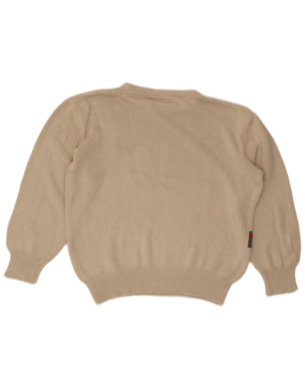 Basile Mens Crew Neck Jumper Sweater Large Beige Colourblock Cotton