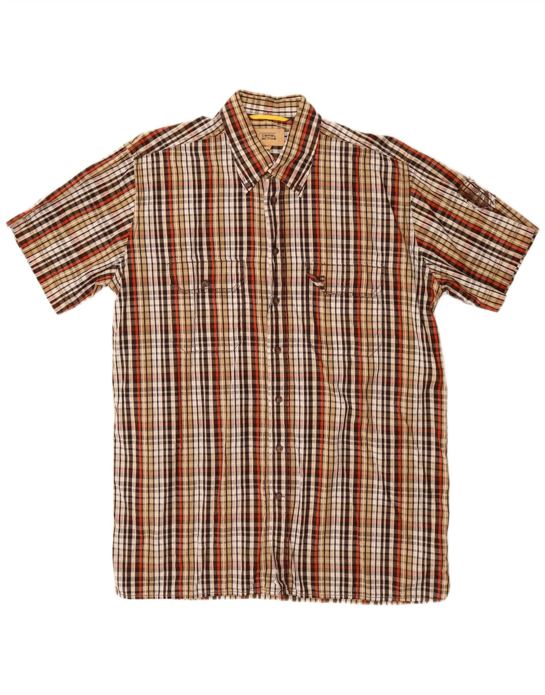 CAMEL ACTIVE Mens Short Sleeve Shirt Large Multicoloured Check Cotton