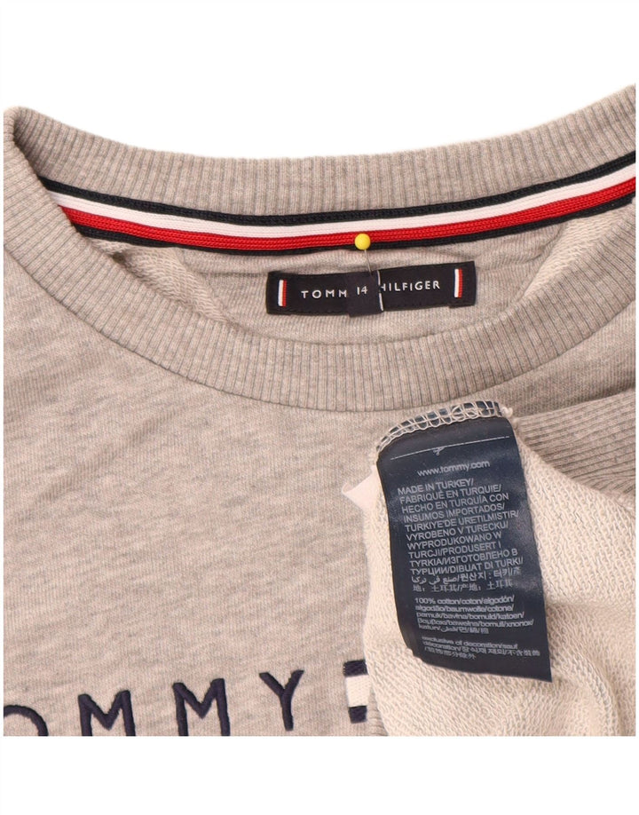 Tommy Hilfiger Boys Graphic Sweatshirt Jumper 13-14 Years Grey Flecked