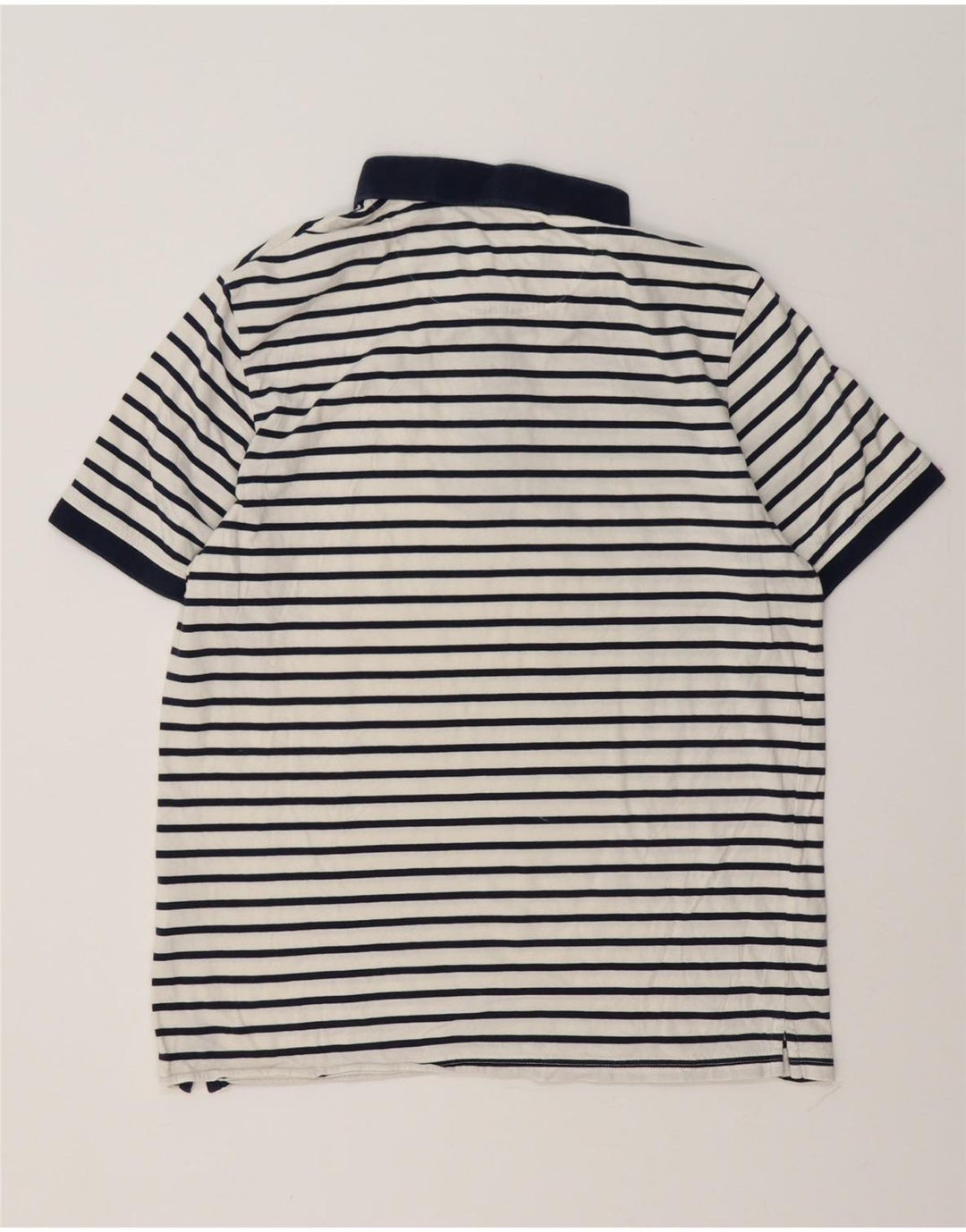 Lyle & Scott Mens Polo Shirt Large White Striped Cotton