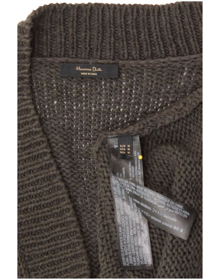Massimo Dutti Womens Cardigan Sweater UK 12 Medium Grey Cotton