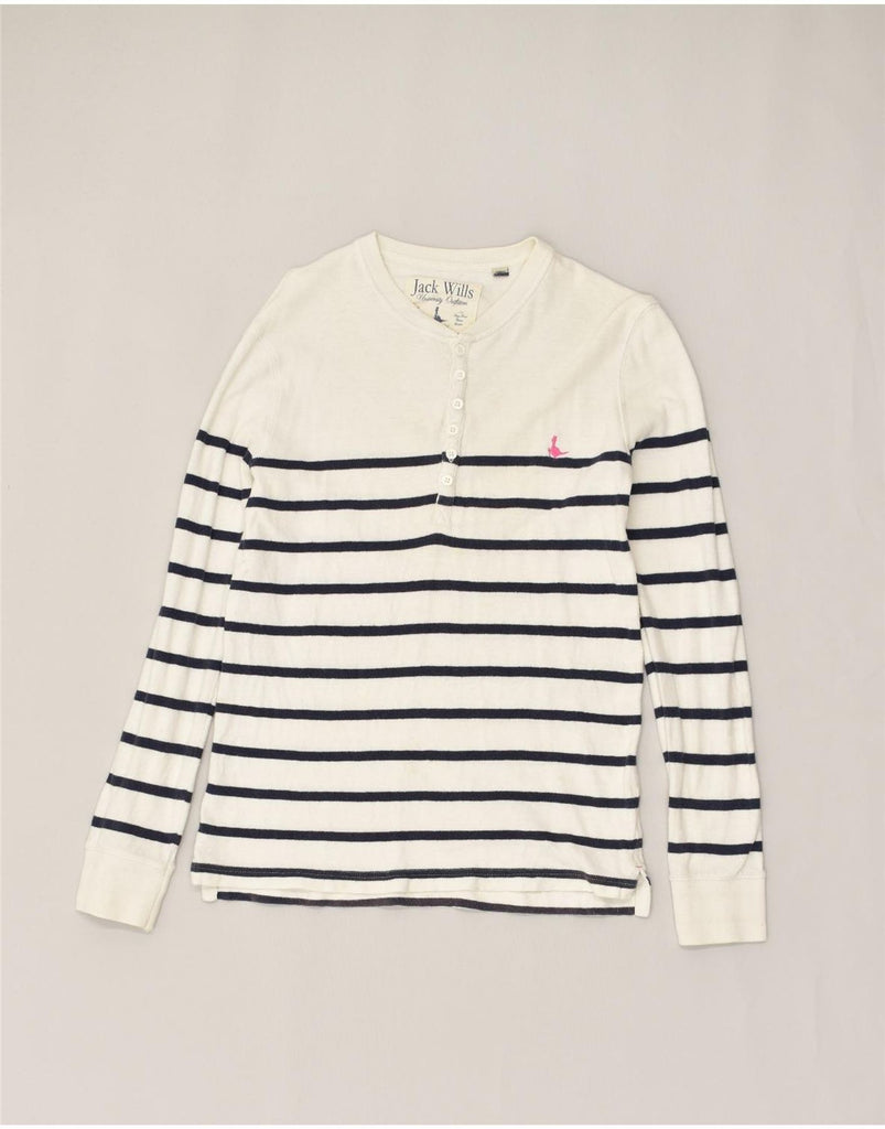 JACK WILLS Womens Top Long Sleeve UK 6 XS White Striped Cotton | Vintage Jack Wills | Thrift | Second-Hand Jack Wills | Used Clothing | Messina Hembry 