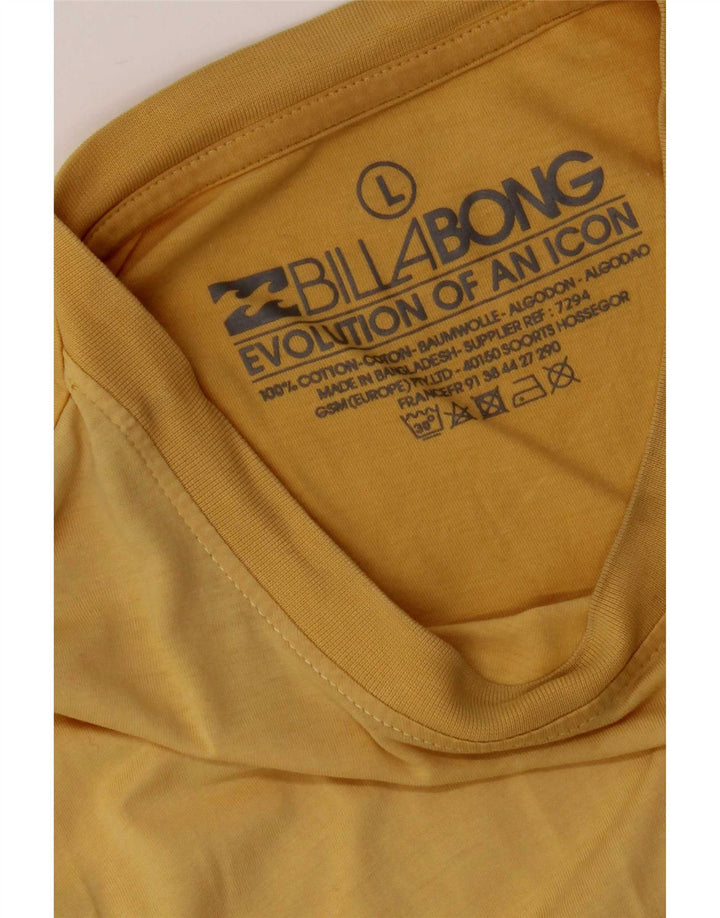 Billabong Mens T-Shirt Top Large Yellow Cotton