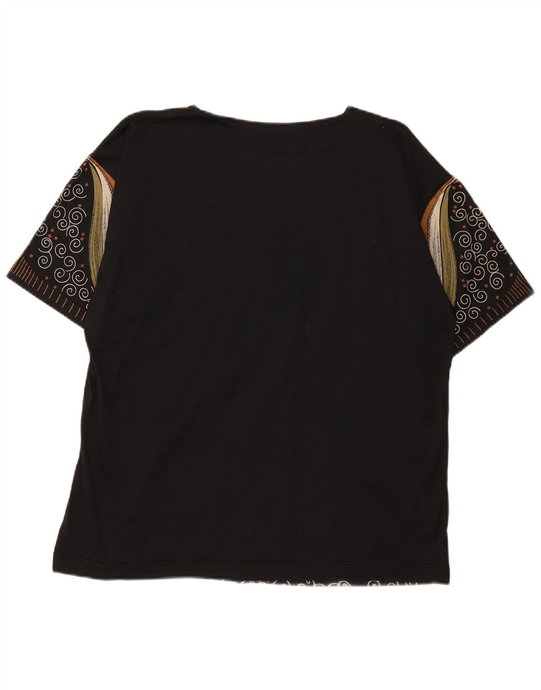 Vintage Womens Abstract Pattern Graphic T-Shirt Top UK 16 Large Black
