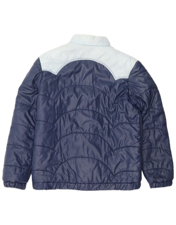 Vintage Mens Padded Jacket IT 54 2XL Navy Blue Polyamide
