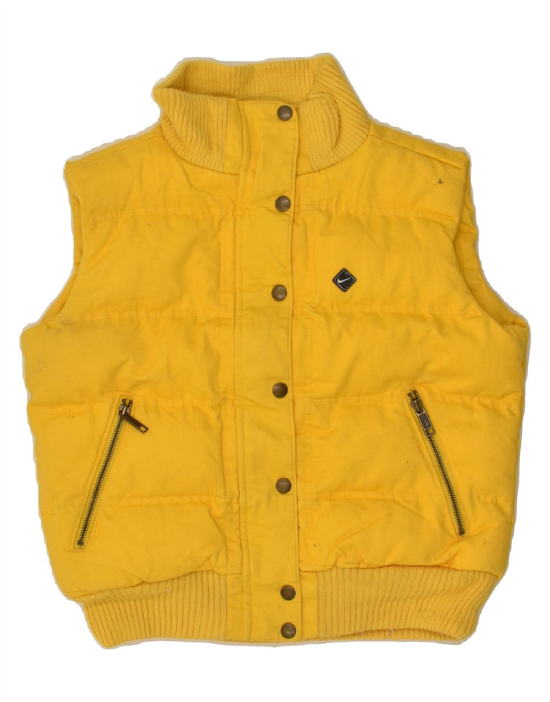 NIKE Womens Padded Gilet UK 6 XS Yellow Cotton | Vintage Nike | Thrift | Second-Hand Nike | Used Clothing | Messina Hembry 