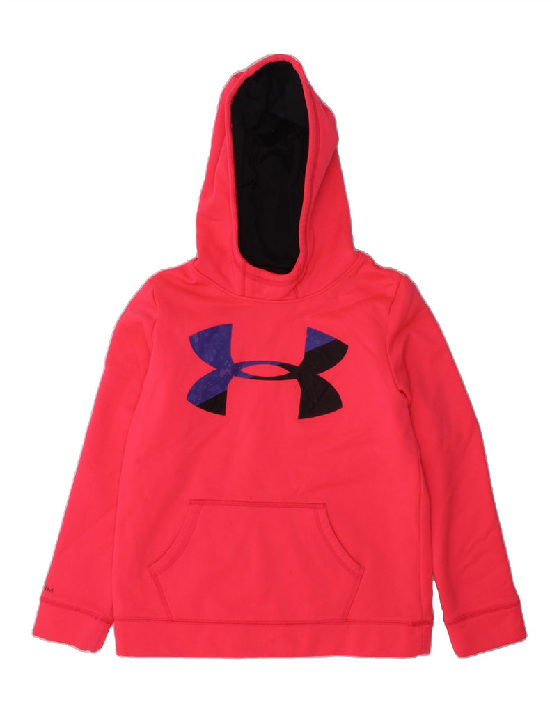 UNDER ARMOUR Girls Cold Gear Graphic Hoodie Jumper 9-10 Years Medium Pink | Vintage Under Armour | Thrift | Second-Hand Under Armour | Used Clothing | Messina Hembry 