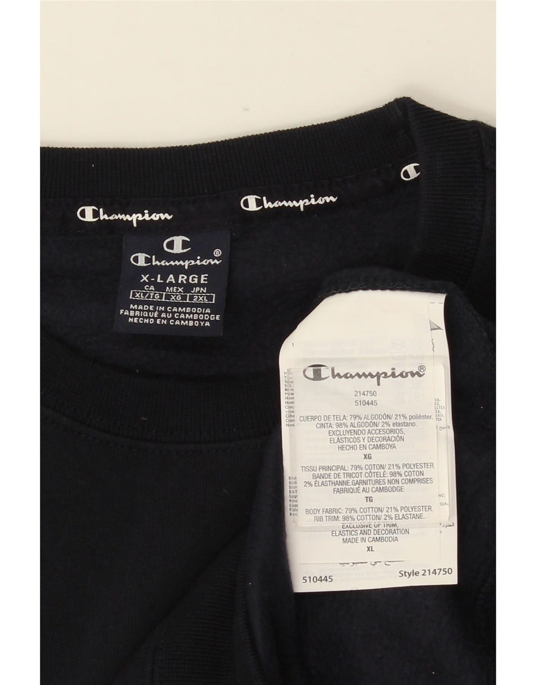 Champion Mens Sweatshirt Jumper XL Navy Blue Cotton