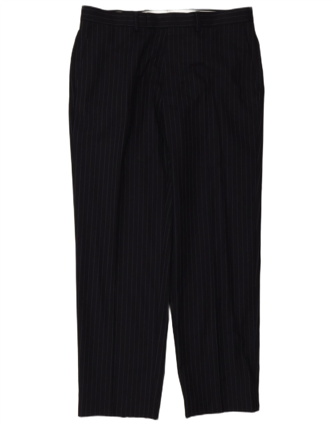 Marks & Spencer Mens Regular Fit Suit Trousers W34 L31 Navy Blue Striped