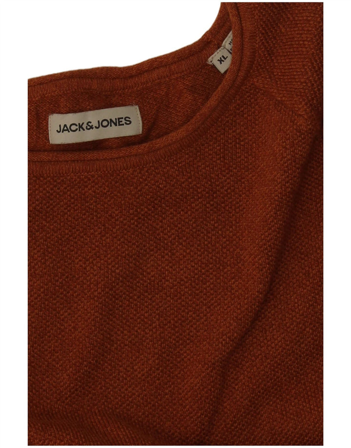 Jack & Jones Mens Boat Neck Jumper Sweater XL Brown