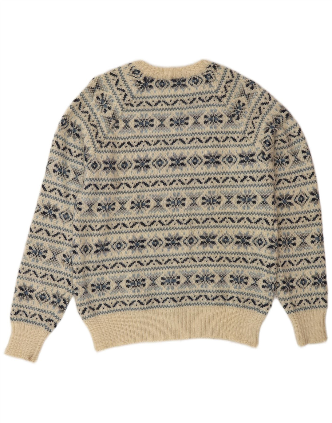 Silvy Mens Crew Neck Jumper Sweater IT 48 Medium Beige Fair Isle