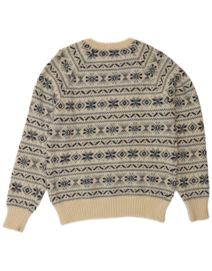 Silvy Mens Crew Neck Jumper Sweater IT 48 Medium Beige Fair Isle