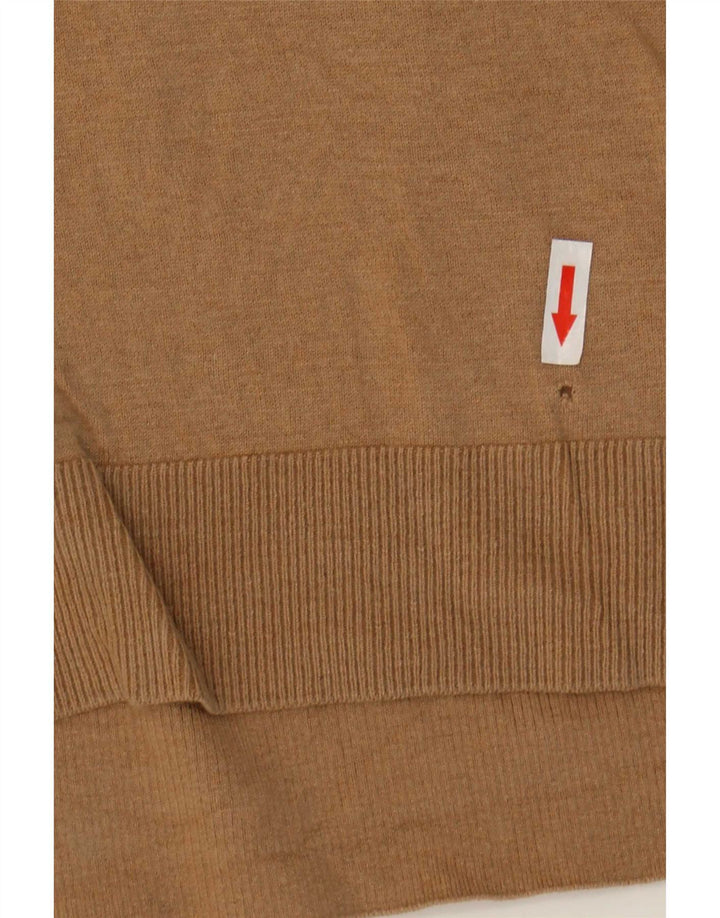 Massimo Dutti Womens V-Neck Jumper Sweater UK 12 Medium Beige Wool