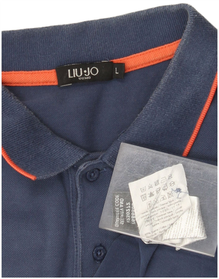Liu Jo Mens Polo Shirt Large Navy Blue Cotton