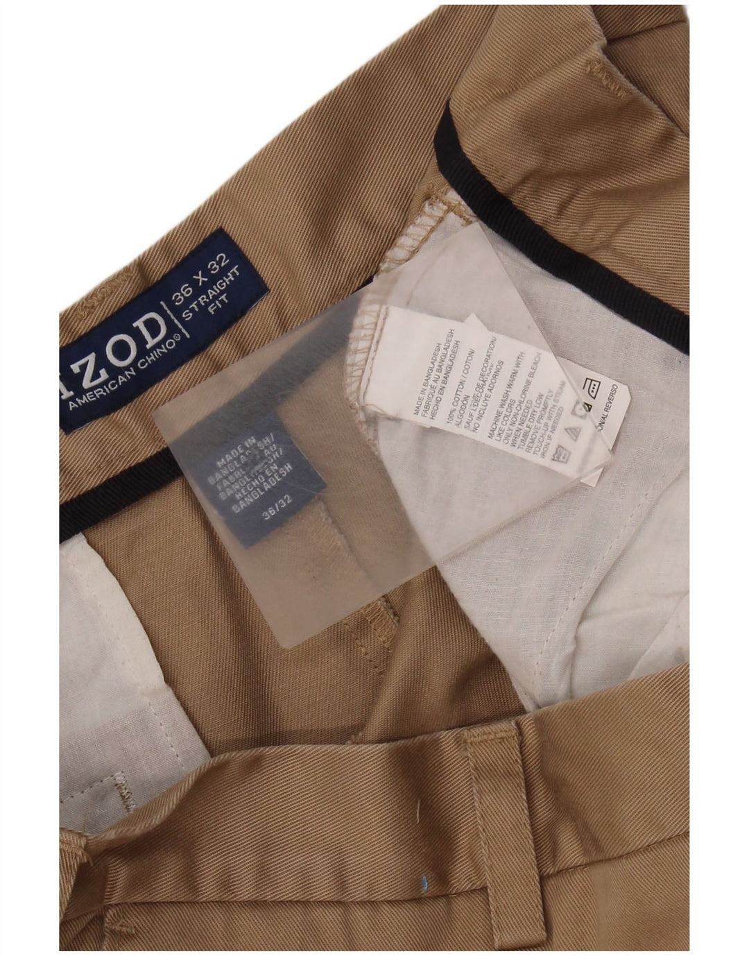 IZOD Mens Straight Chino Trousers W36 L32 Beige Cotton