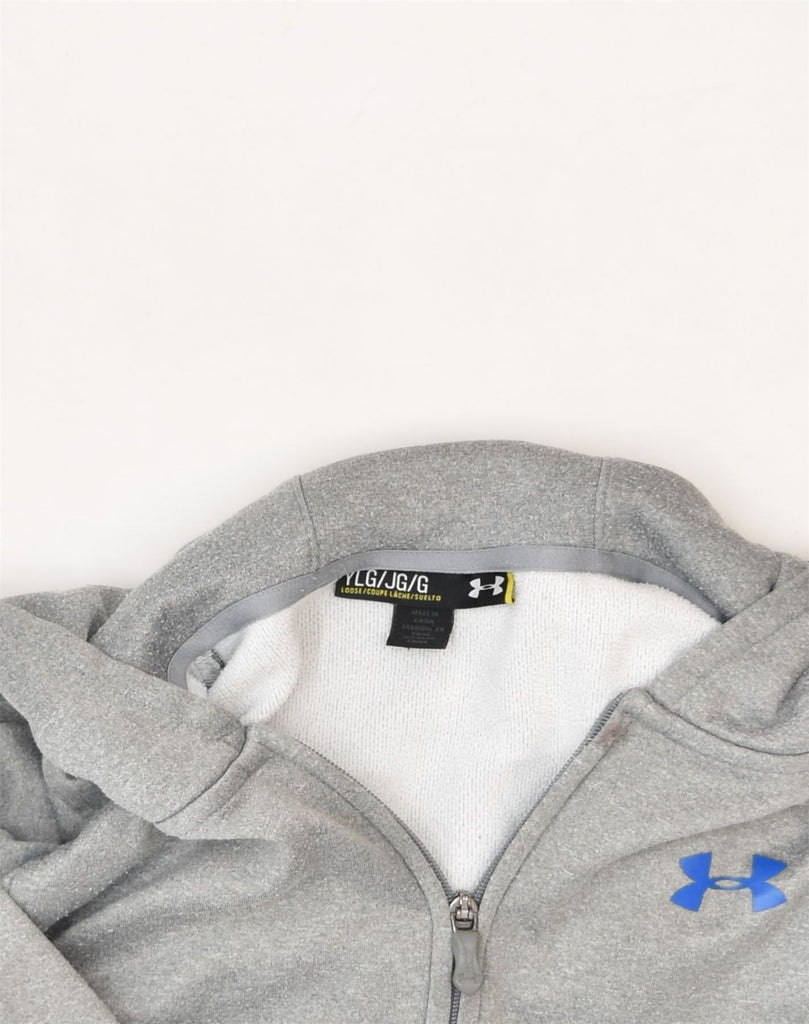 UNDER ARMOUR Boys Zip Hoodie Sweater 15-16 Years XL Grey Polyester | Vintage | Thrift | Second-Hand | Used Clothing | Messina Hembry 