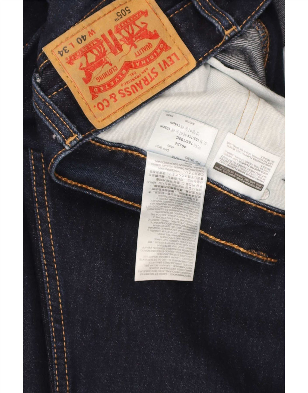 Levi's Mens 505 Straight Jeans W40 L29 Navy Blue Cotton