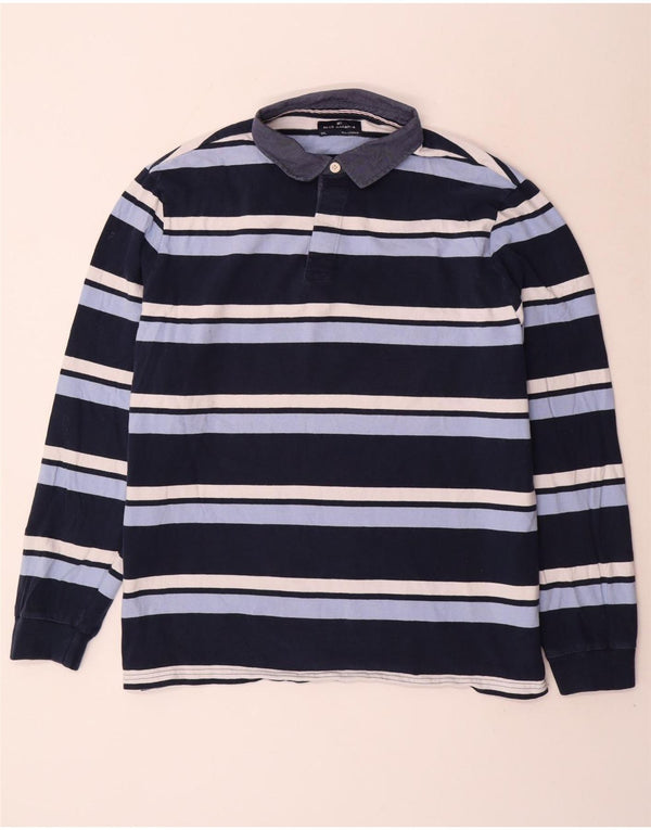Marks & Spencer Mens Blue Harbour Rugby Polo Shirt 3XL Navy Striped