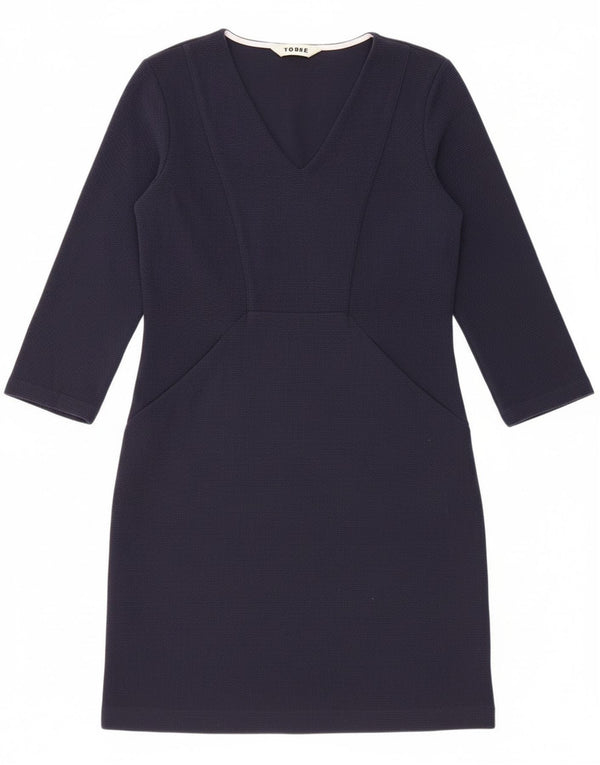 Boden Womens 3/4 Sleeve Sheath Dress UK 10 Small  Navy Blue Cotton