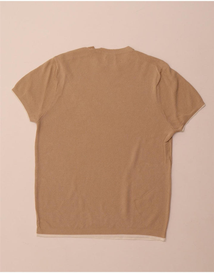 Zara Mens T-Shirt Top Medium Beige