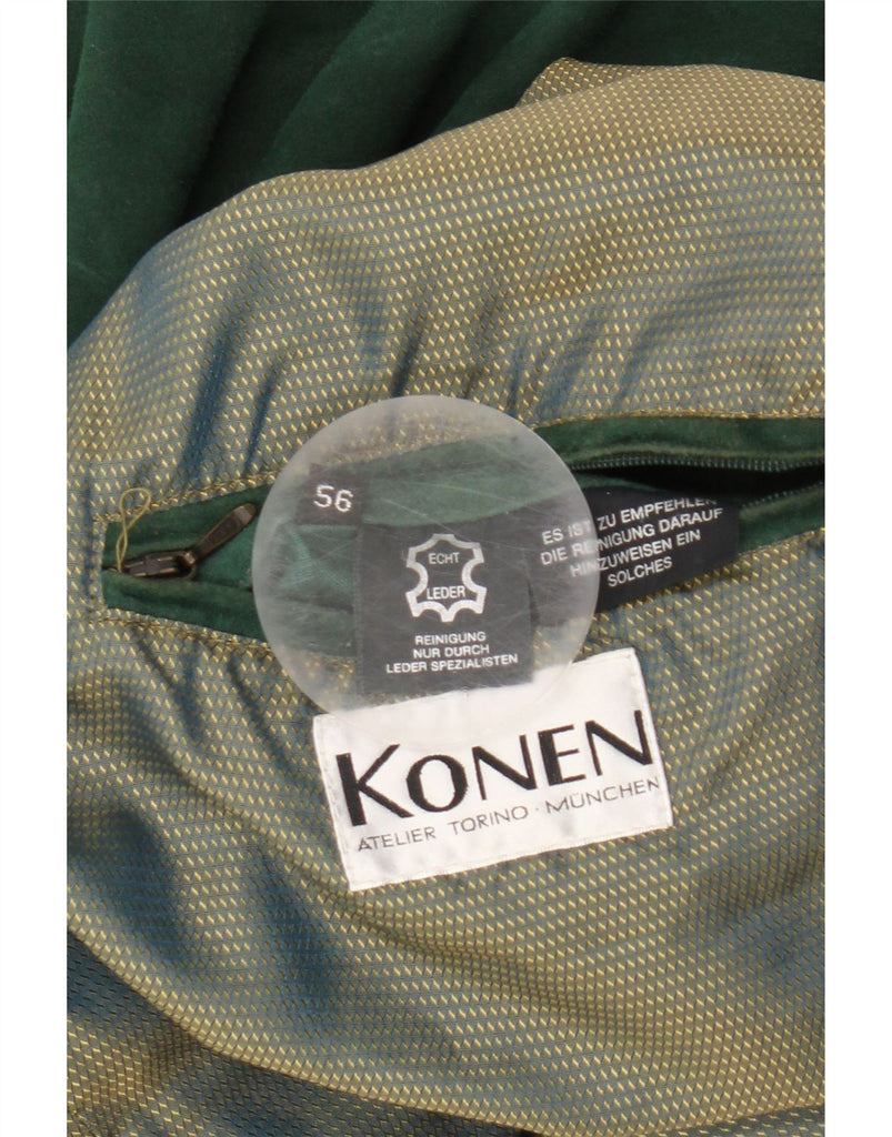 KONEN Mens Suede Bomber Jacket IT 56 3XL Green Leather Vintage Konen and Second-Hand Konen from Messina Hembry 