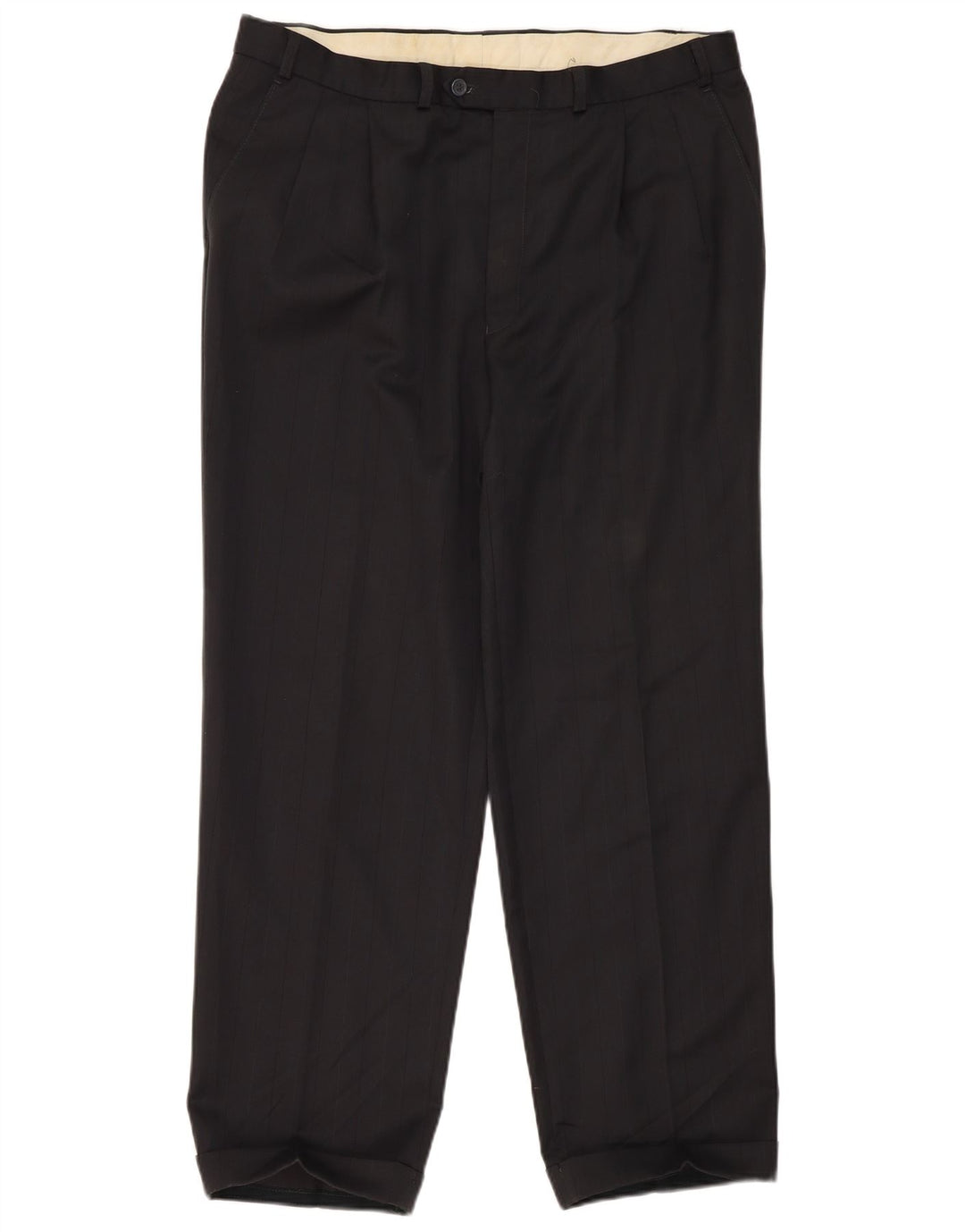 Marks & Spencer Mens Pegged Suit Trousers W38 L31 Black Polyester