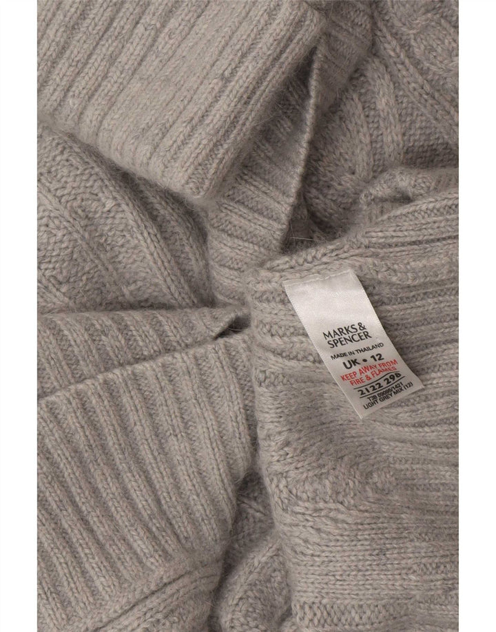 Marks & Spencer Womens Cardigan Sweater UK 12 Medium Grey Acrylic