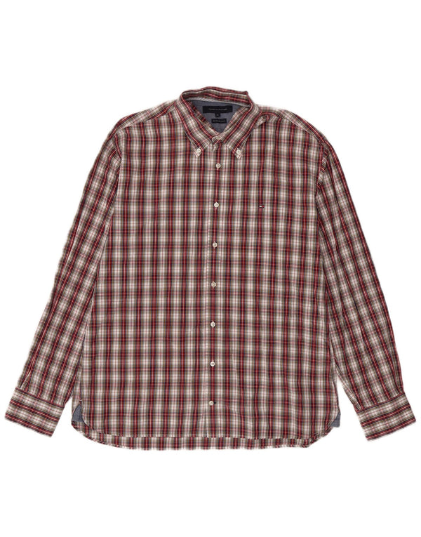 Tommy Hilfiger Mens Shirt XL Red Check Cotton