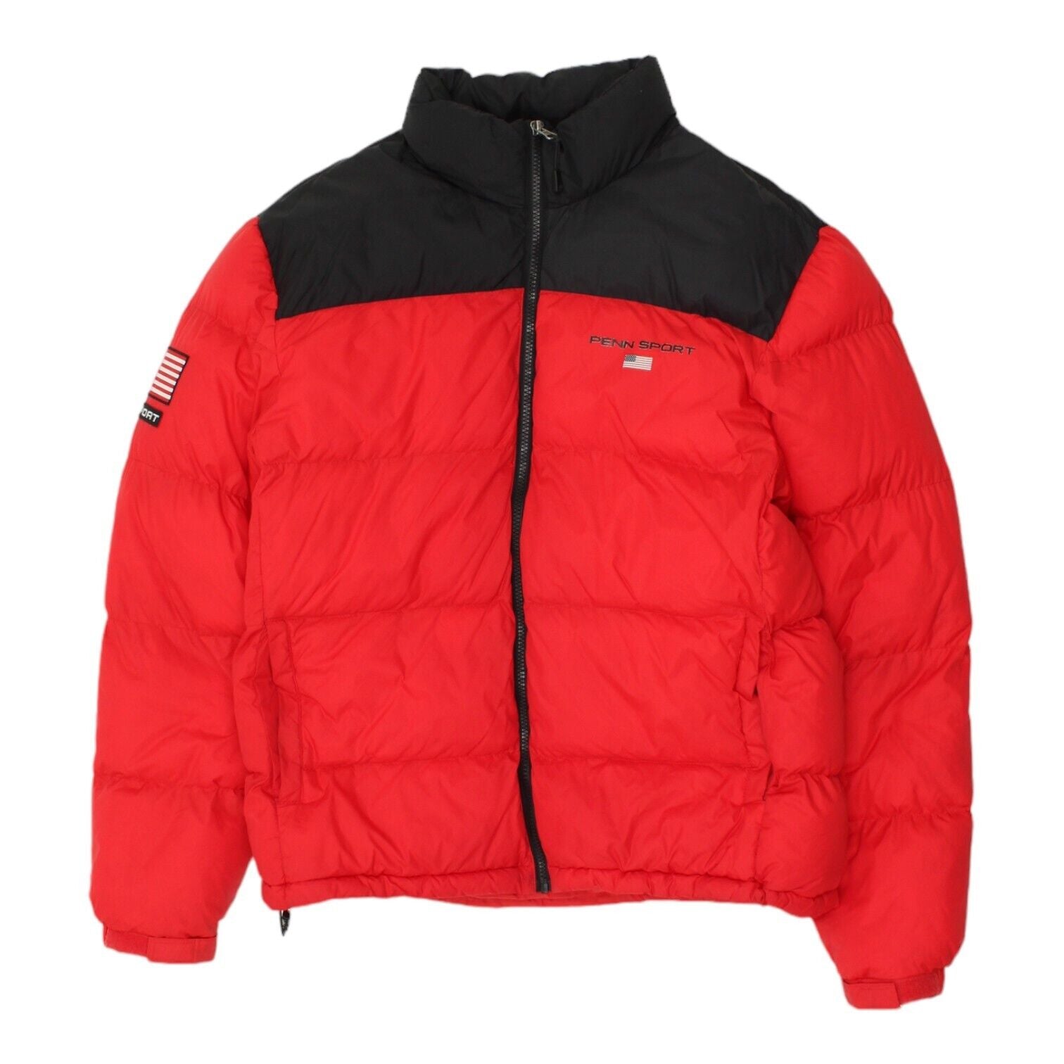 Penn Sport Mens Red Puffer Jacket Vintage 90s Outdoor Sportswear Padded Coat