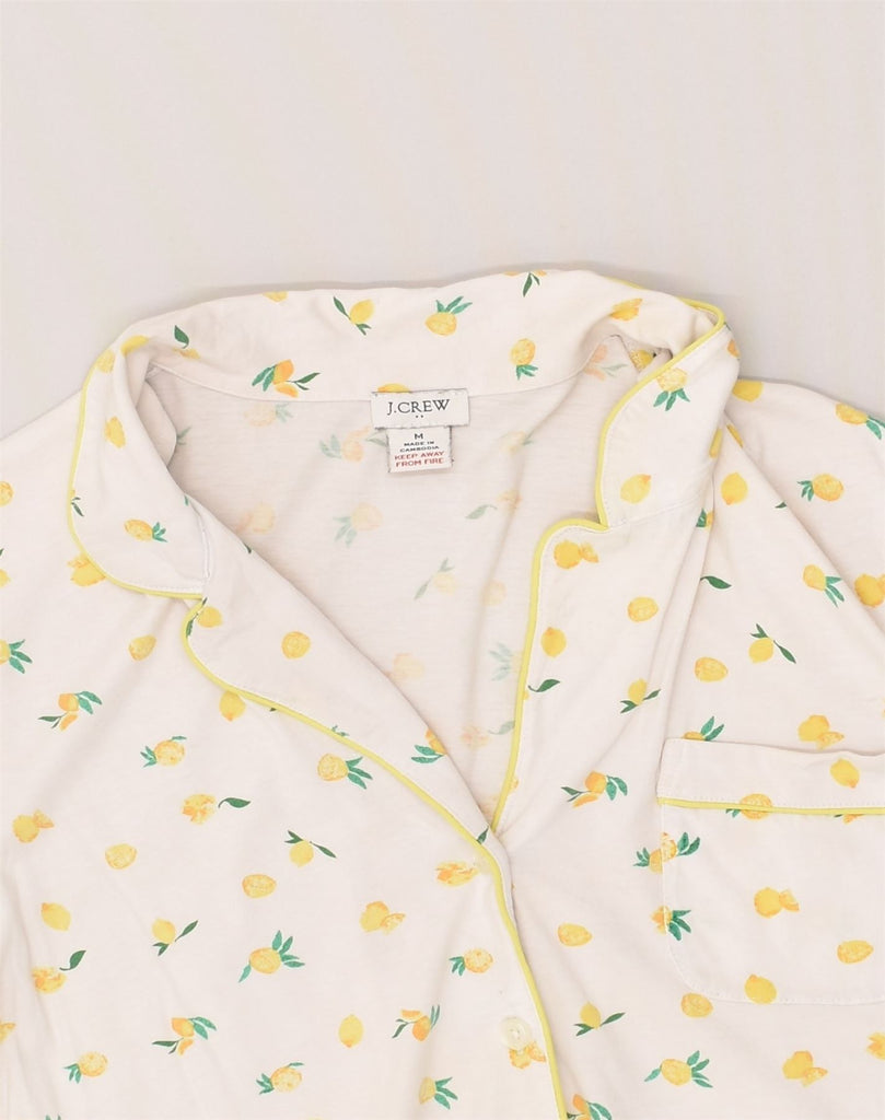 J. CREW Womens Short Sleeve Shirt UK 14 Medium Off White Floral Cotton | Vintage J. Crew | Thrift | Second-Hand J. Crew | Used Clothing | Messina Hembry 